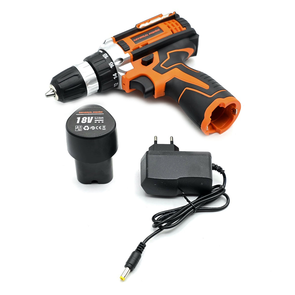 دریل پیچ گوشتی شارژی سه نظام 10 میلیمتری 18 ولت جنرال پاور مدل 18V