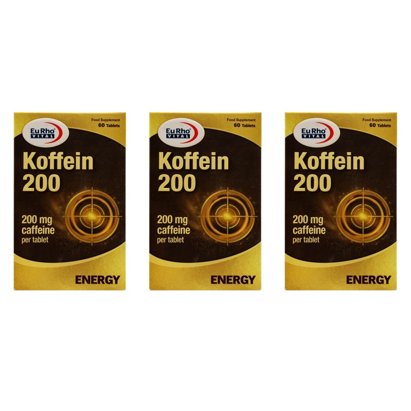 قرص کافئین یوروویتال 200 میلی گرم سه بسته 60 عددی