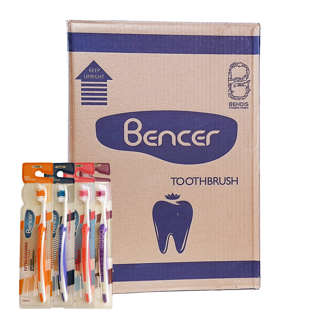 مسواک بنسر مدل اکسترا کلینینگ با برس سخت بسته 144عددی