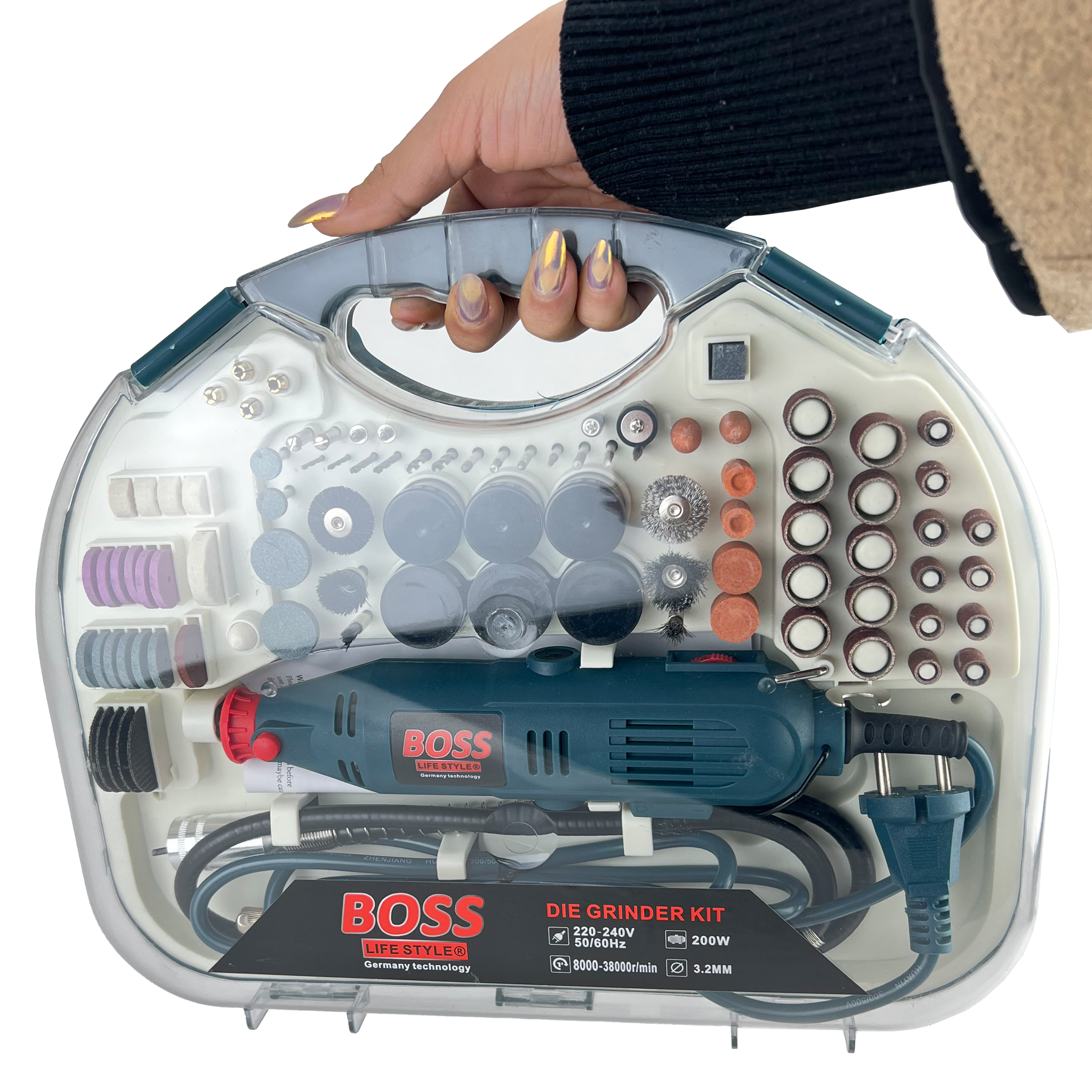 فرز انگشتی مینیاتوری و حکاکی باس مدل DIE-GRINDER مجموعه 200 عددی