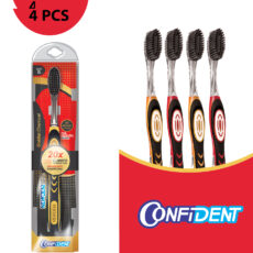 مسواک کانفیدنت مدل Golden Charcoal با برس خیلی نرم مجموعه 4 عددی