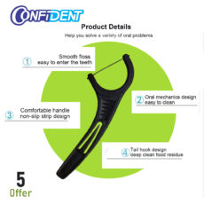 نخ دندان کانفیدنت مدل ذغالی کمانی مجموعه 10 عددی