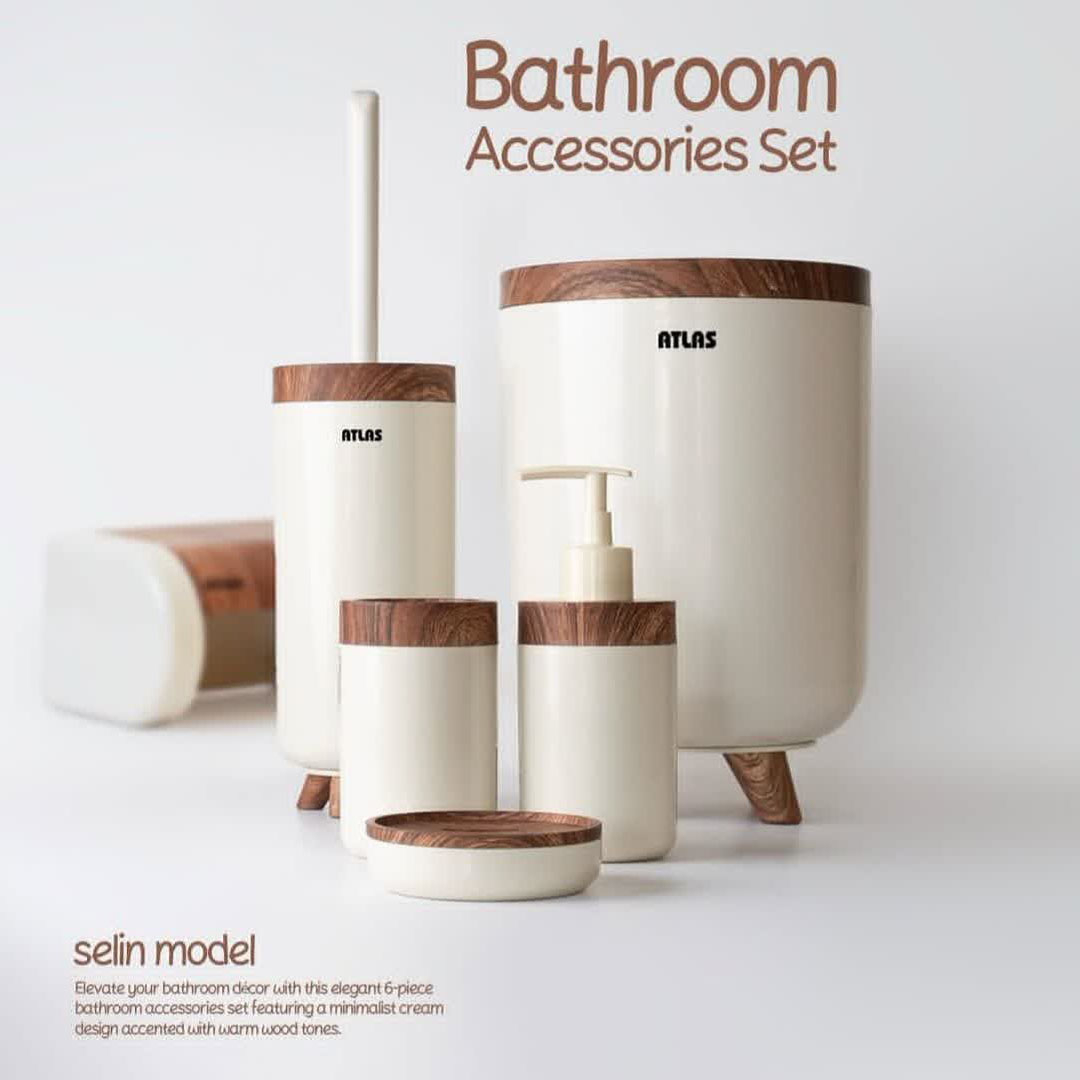 ست سرویس بهداشتی 6 تکه اطلس مدل سلین