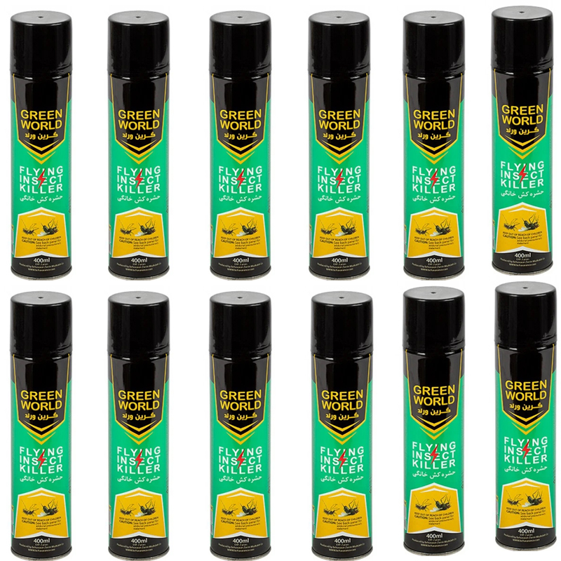 اسپری حشره کش گرین ورد مدل Flying Insect Killer حجم 400 میلی لیتر مجموعه 12 عددی