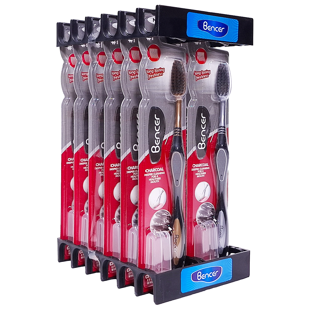 مسواک بنسر مدل پروفشنال ذغالی با برس متوسط بسته 12 عددی