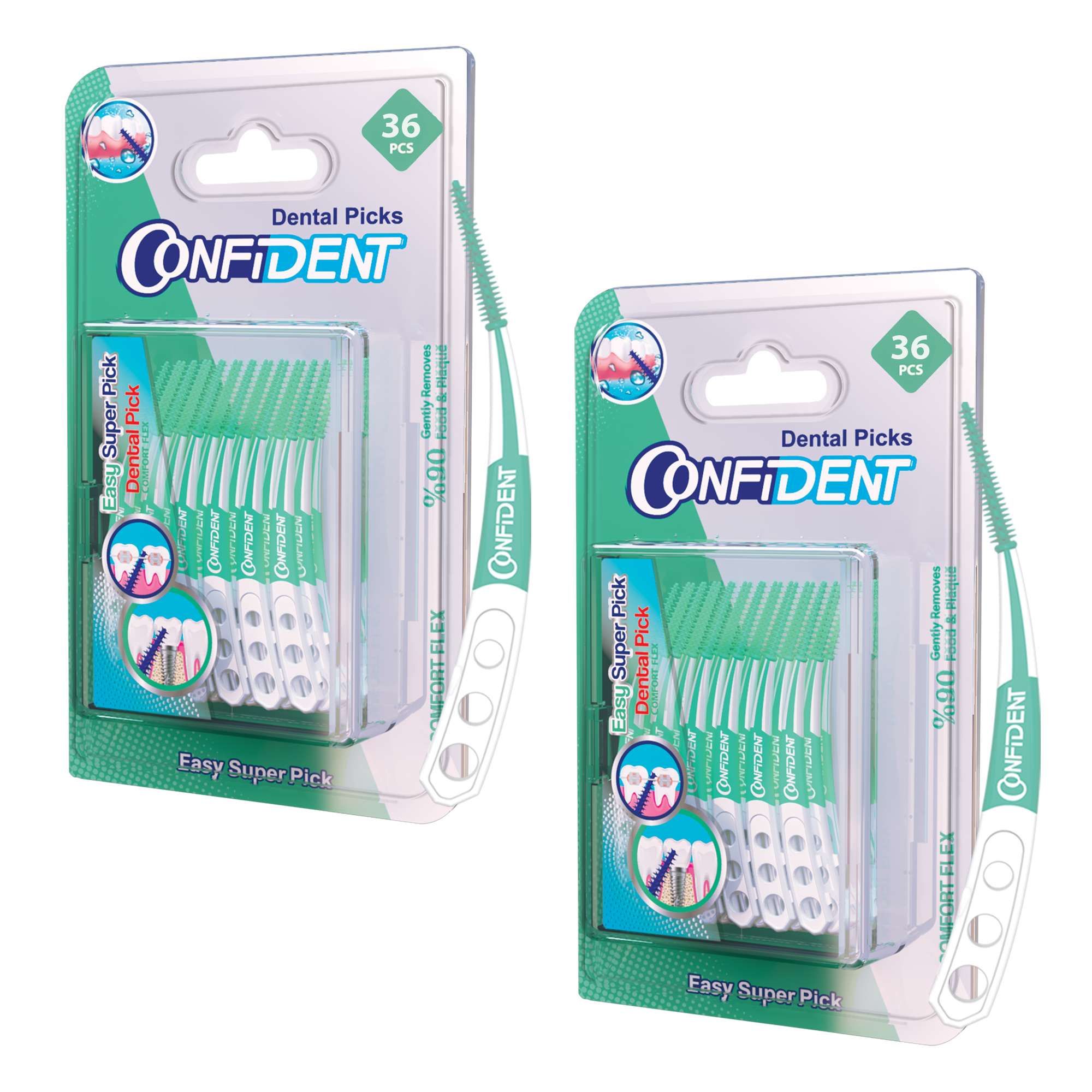 نخ دندان کانفیدنت مدل Easy Super Pic-Crooked دو بسته 36 عددی