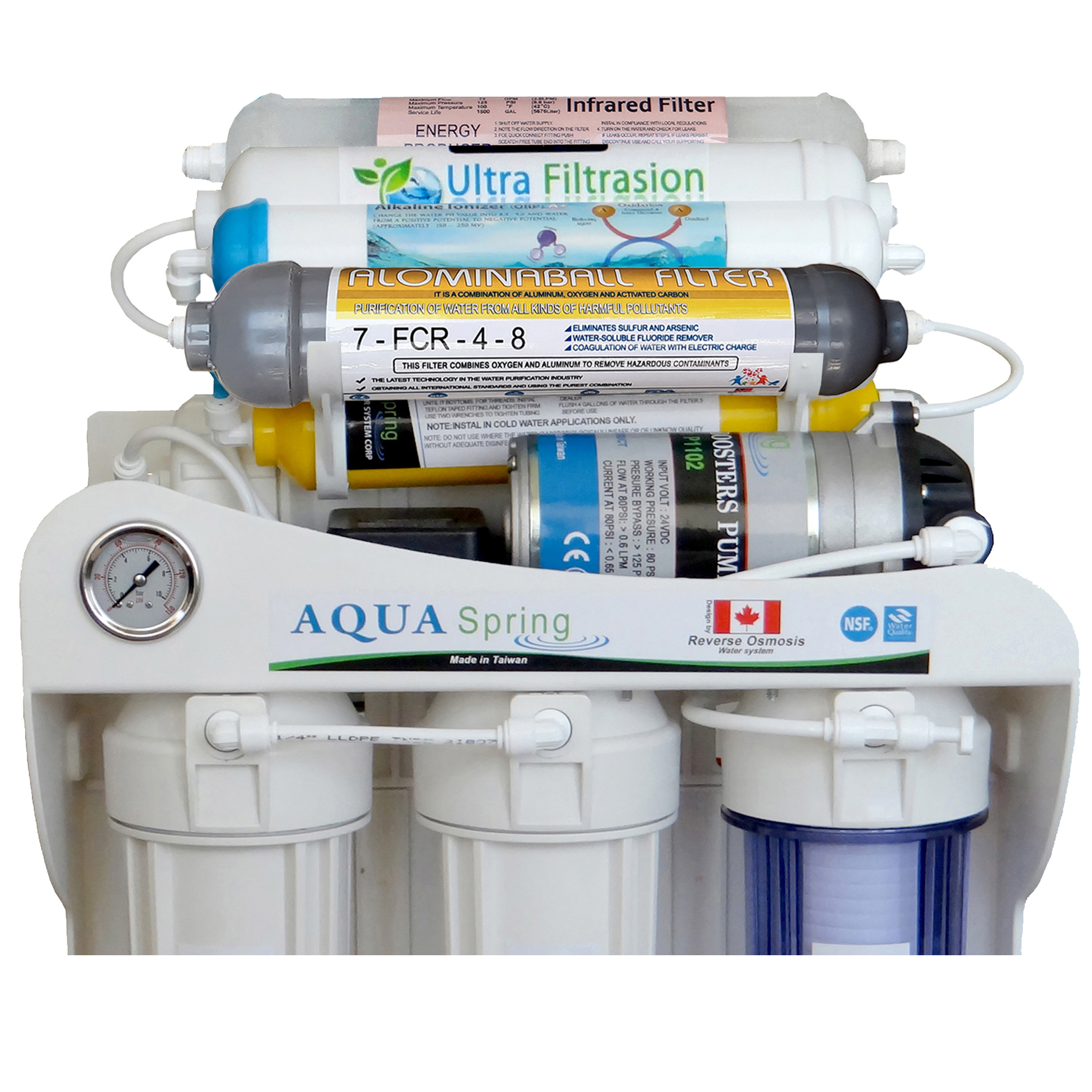 دستگاه تصفیه کننده آب آکوآ اسپرینگ مدل RO-SF5850 به همراه فیلتر تصفیه آب بسته 4 عددی