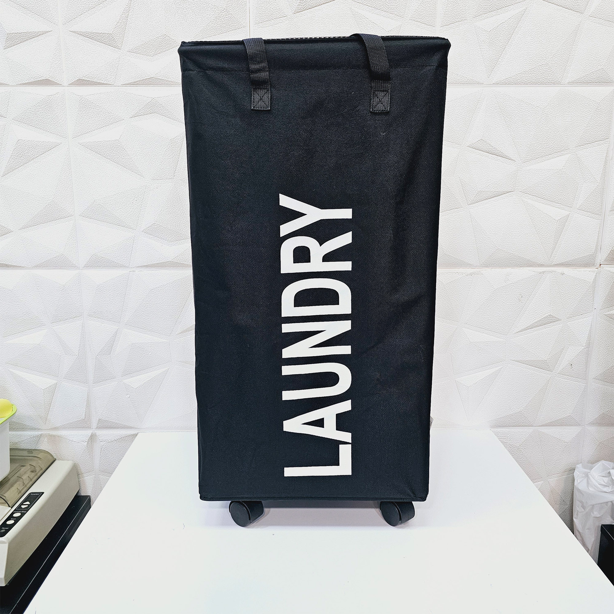 سبد رخت چرک مدل چرخ دار طرح LAUNDRY