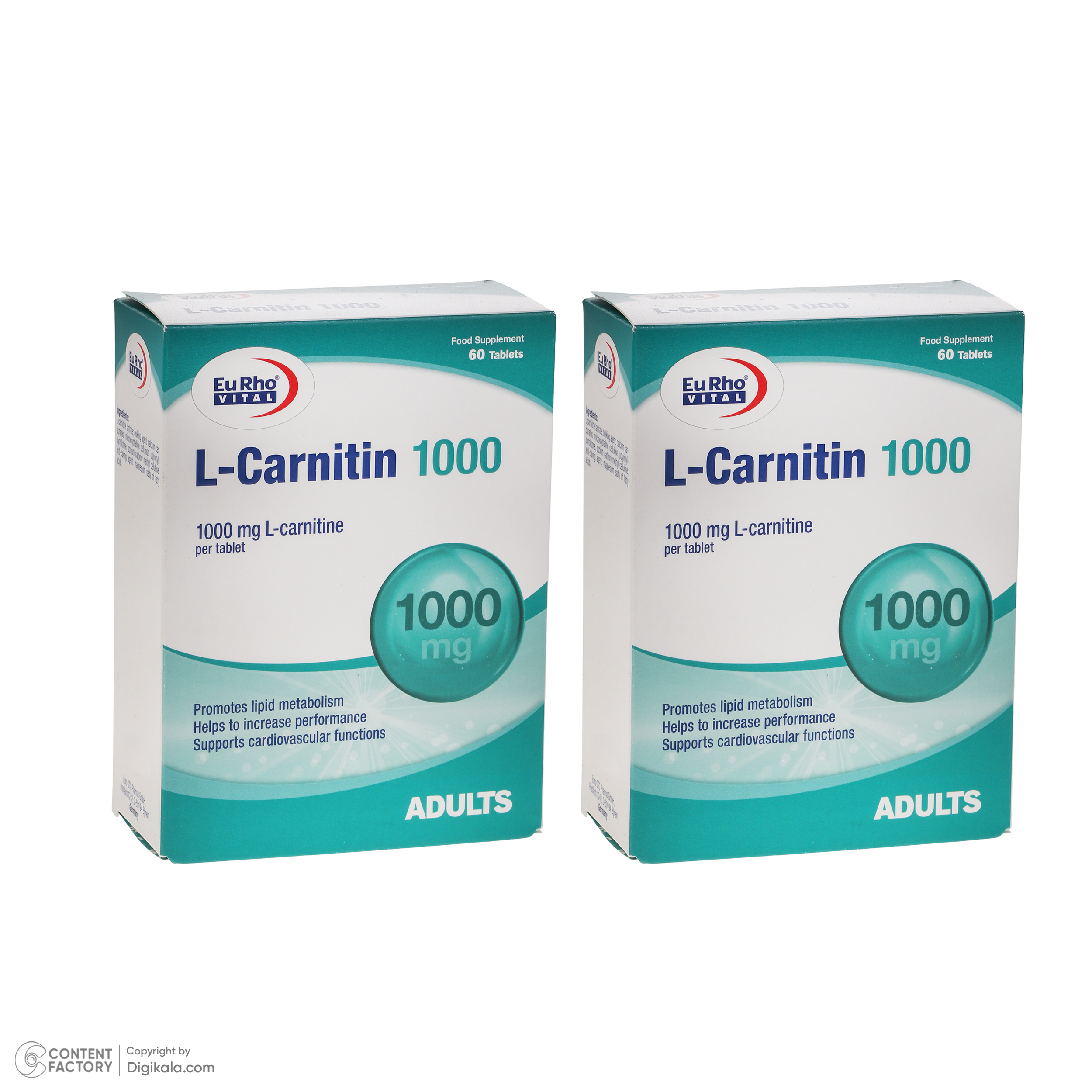 قرص ال کارنیتین یورو ویتال - 1000 میلی گرم دو بسته 60 عددی