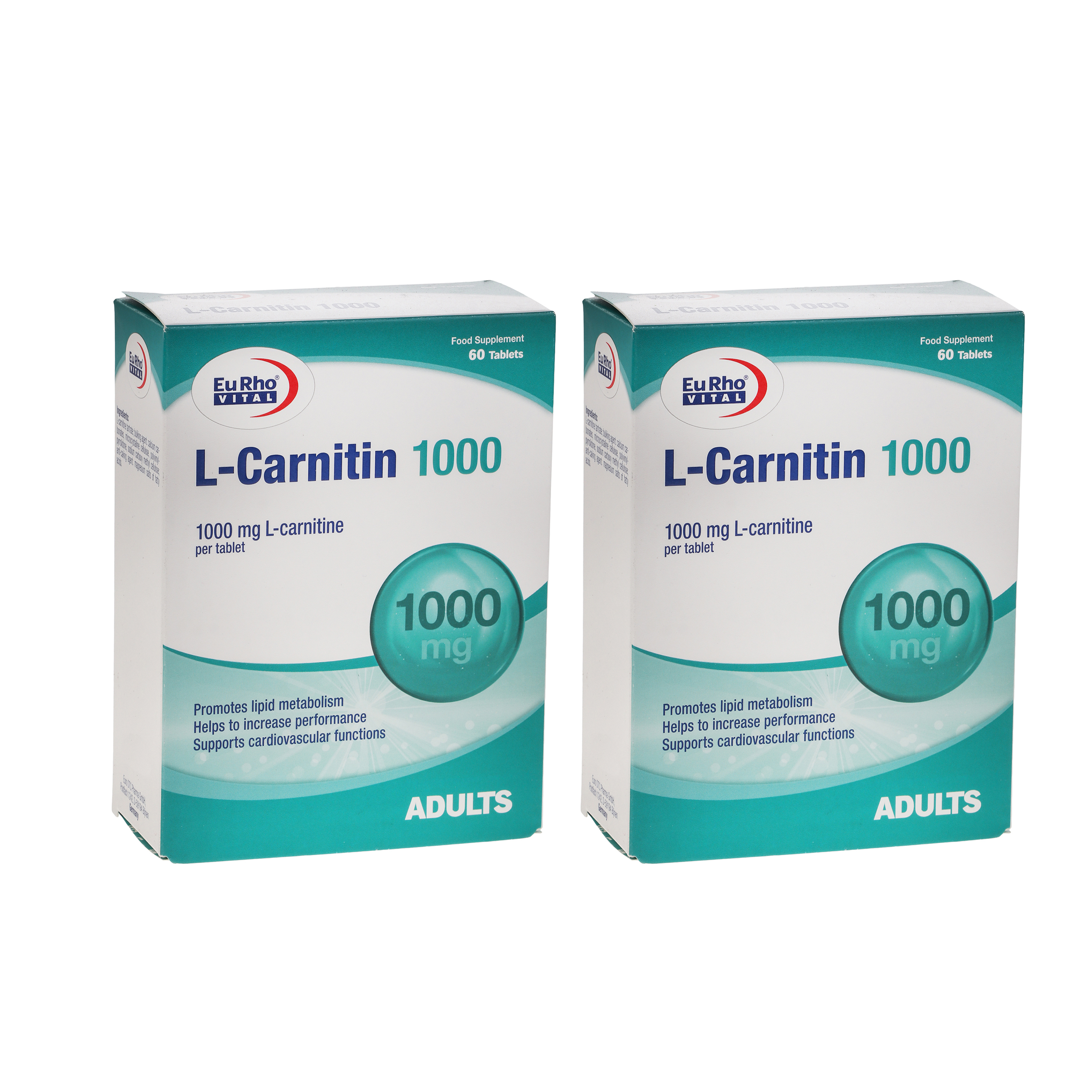 قرص ال کارنیتین یورو ویتال - 1000 میلی گرم دو بسته 60 عددی
