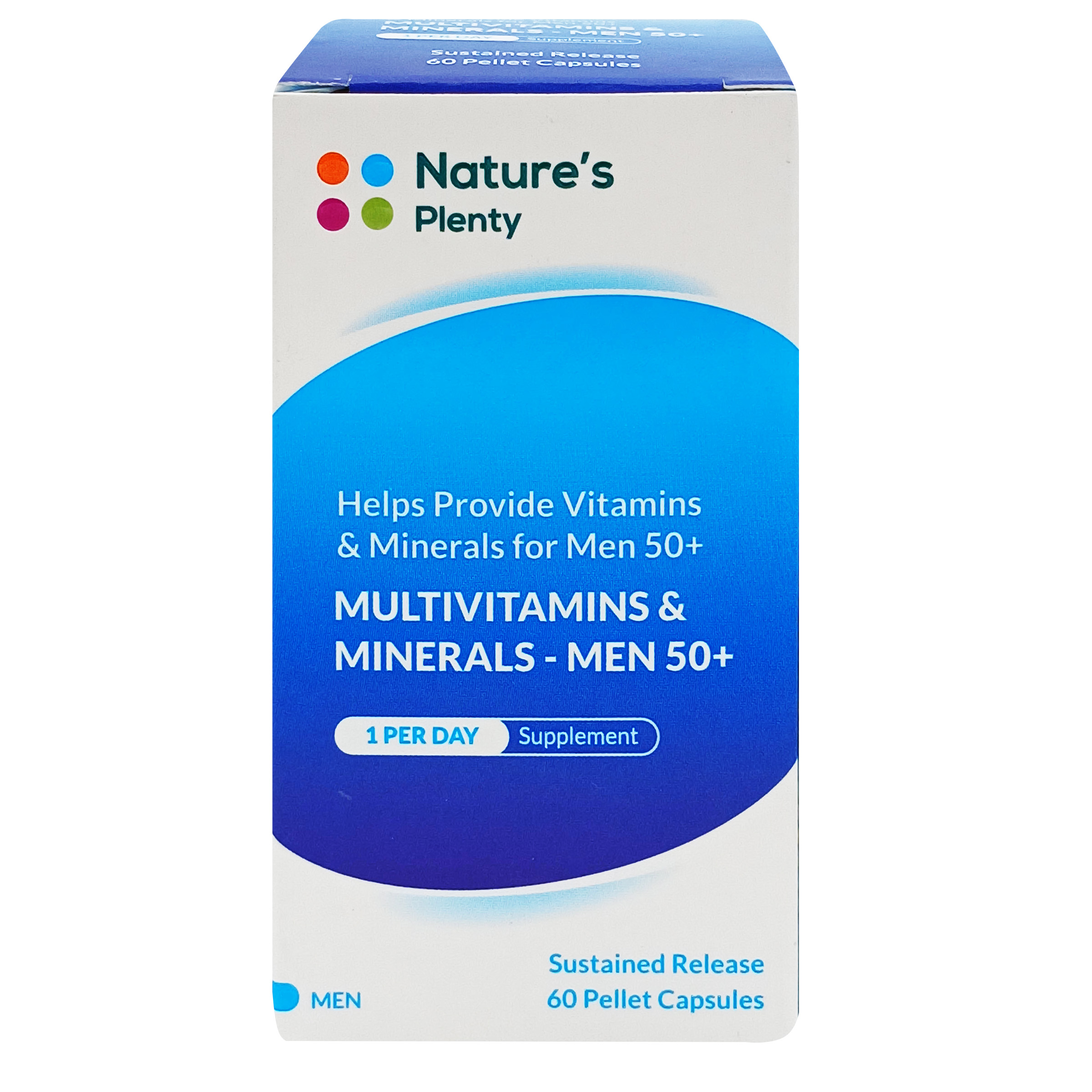 کپسول مولتی ویتامین و مینرال مخصوص آقایان بالای 50 سال نیچرز پلنتی بسته 60 عددی