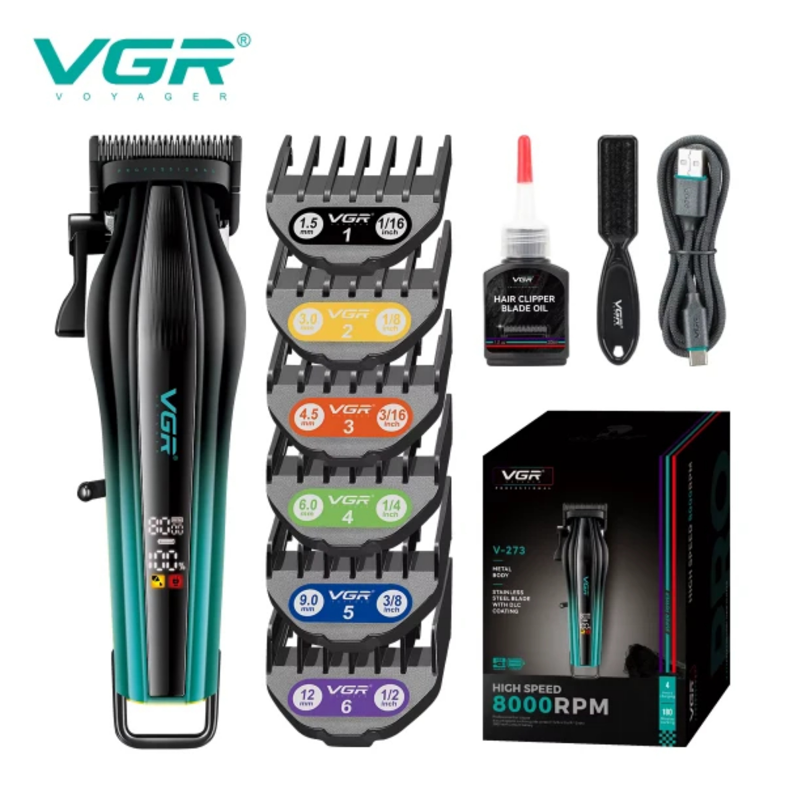 ماشین اصلاح موی سر و صورت شارژی وی جی ار مدل V-273