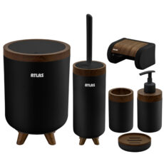 ست سرویس بهداشتی 6 تکه اطلس مدل سلین طرح چوب