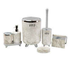 ست سرویس بهداشتی 6 پارچه مدل ماهور سری ماربل طرح سیلور