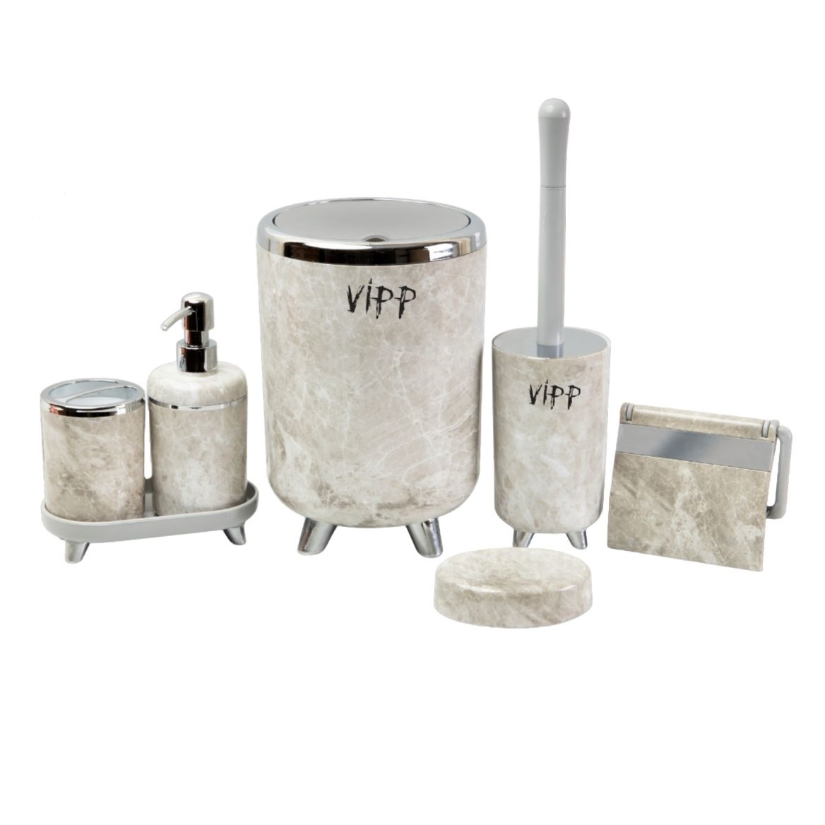 ست سرویس بهداشتی 6 پارچه مدل ماهور سری ماربل طرح سیلور