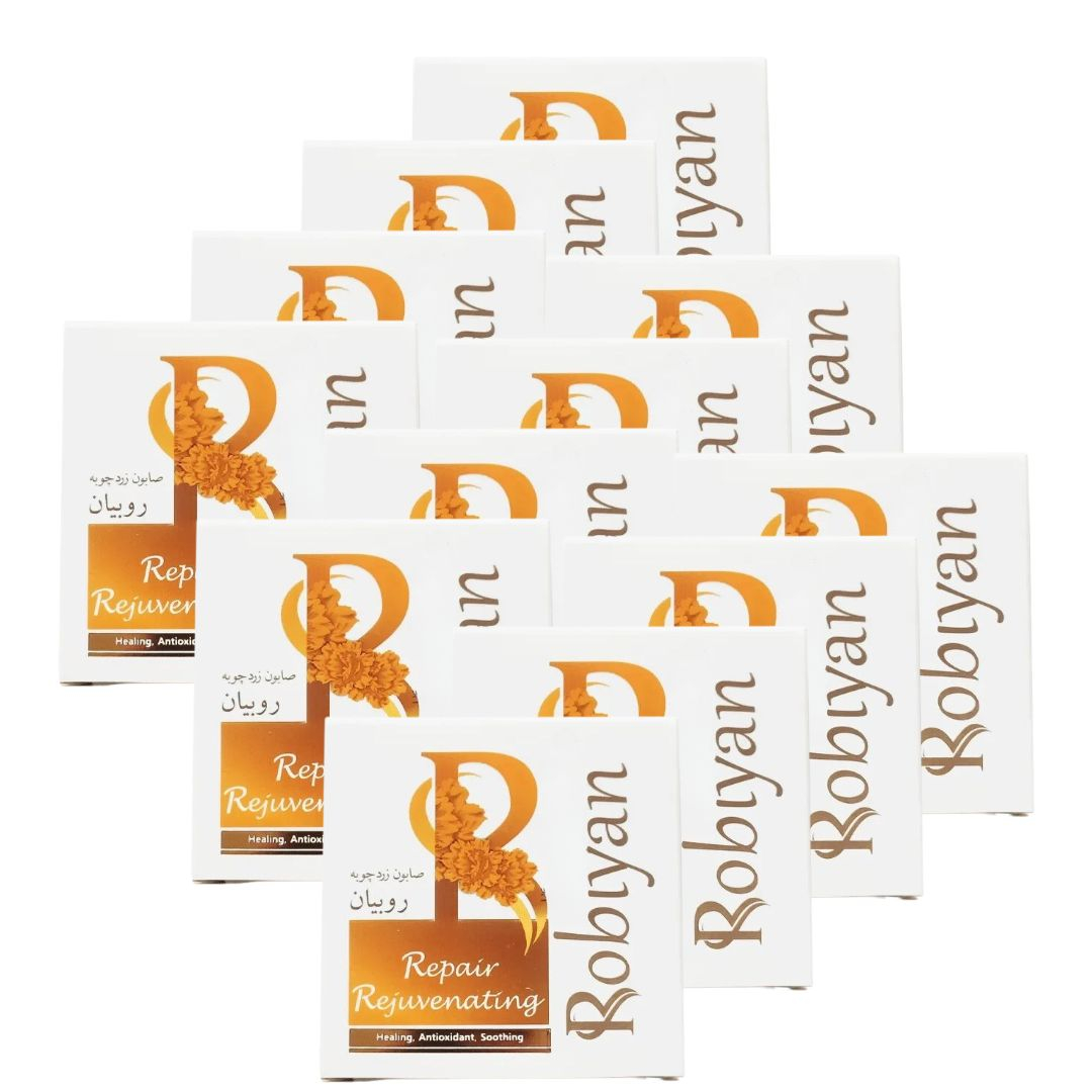 صابون شستشو روبیان مدل زردچوبه وزن 100 گرم مجموعه 12 عددی