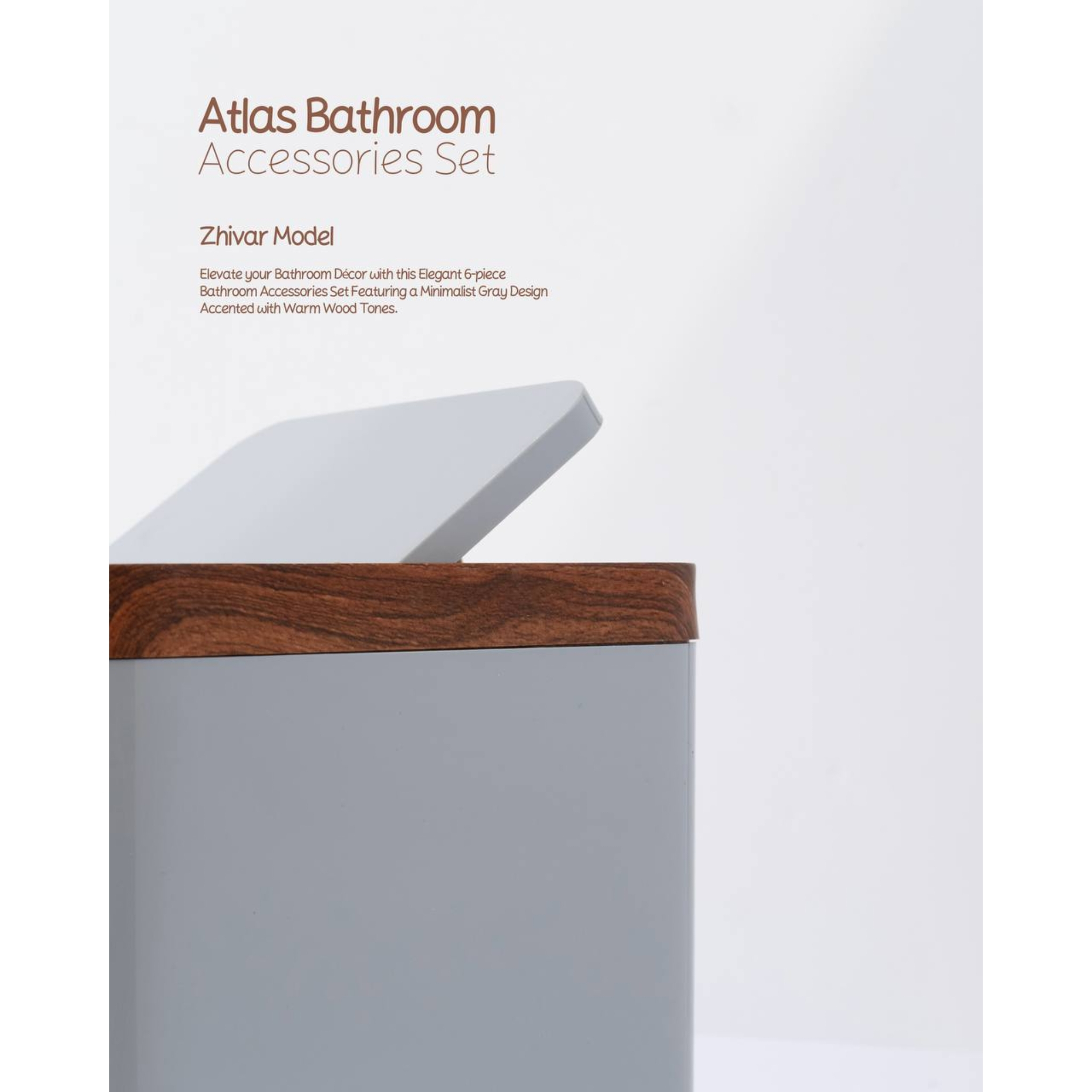 ست سرویس بهداشتی 6 تکه اطلس مدل چوب ژیوار