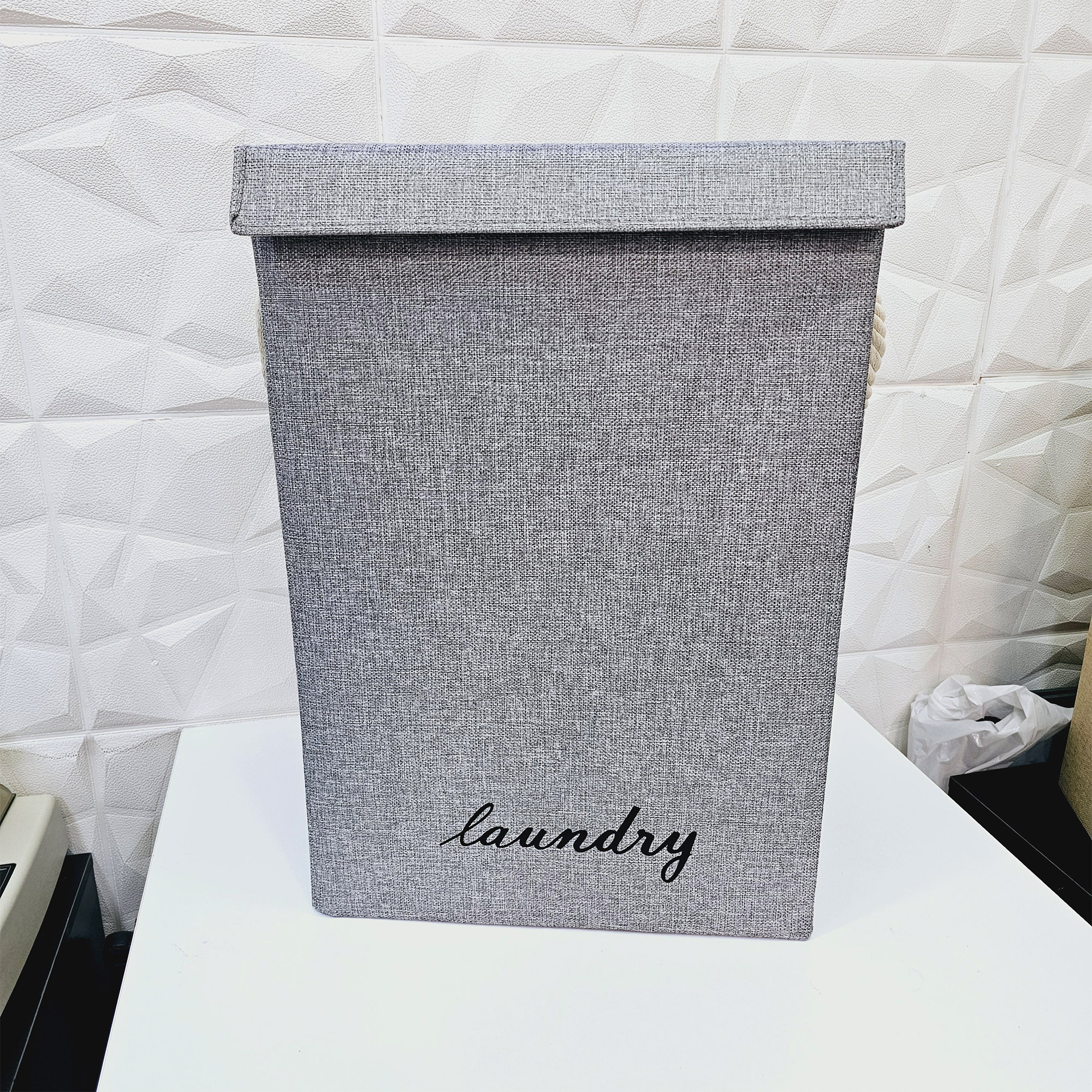 سبد لباس چرک مدل دسته کنفی درب دار