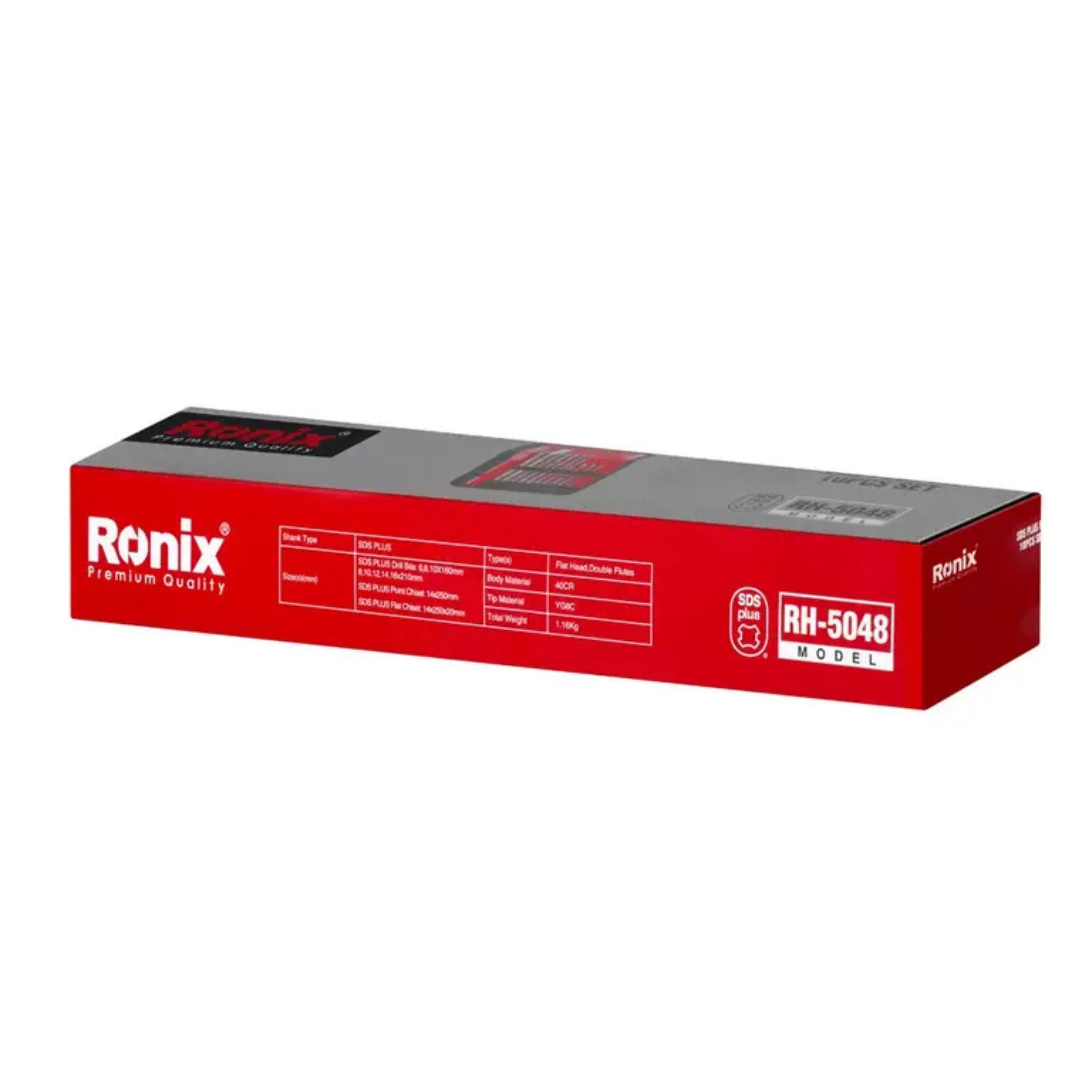 ست مته و قلم چهار شیار رونیکس مدل RH-5048 سایز 8 تا 16 میلی‌متر مجموعه 10 عددی