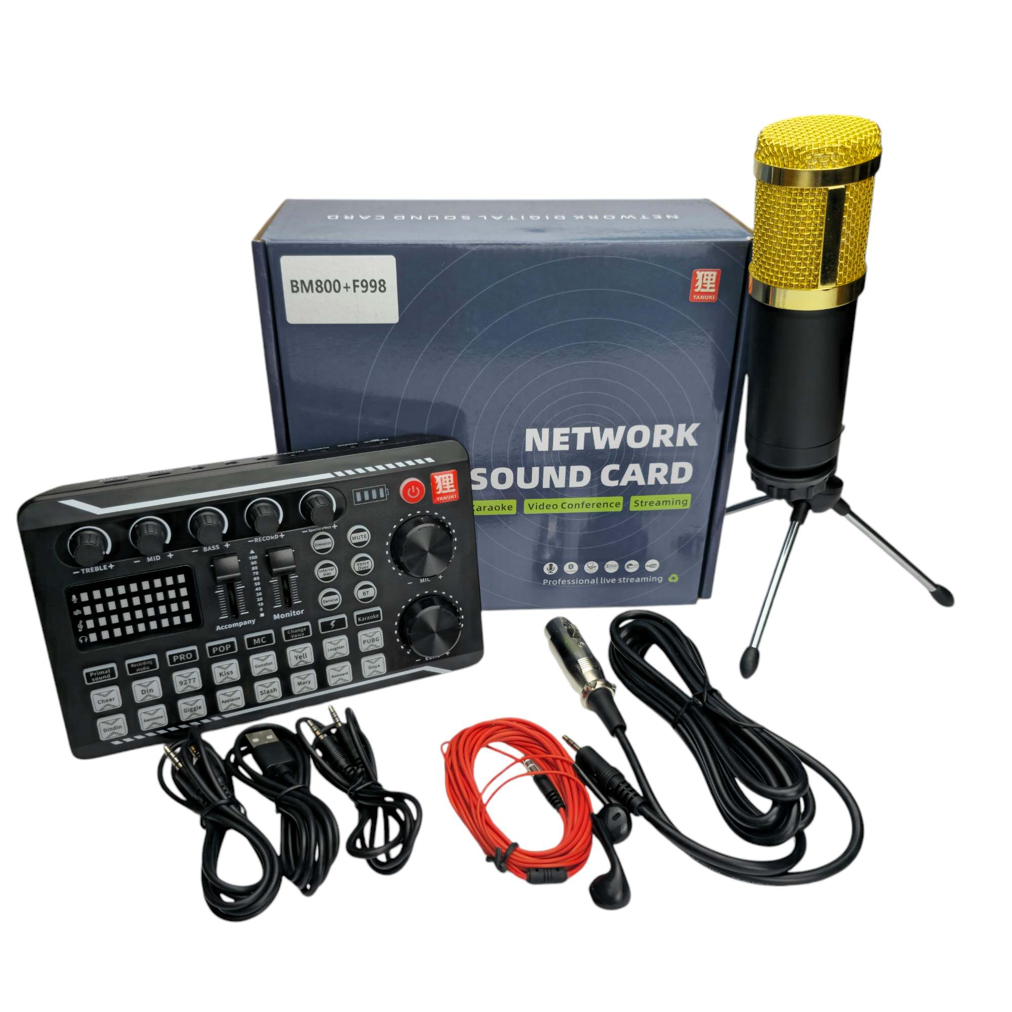 میکروفون استودیویی تانوکی مدل BM800 کد F998 به همراه کارت صدا