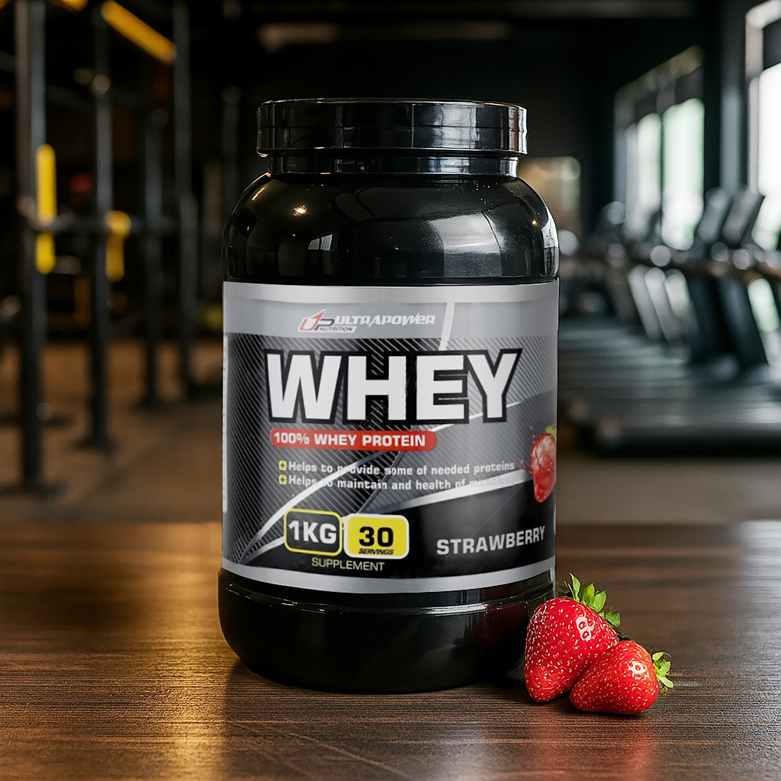 پودر پروتئین وی با طعم توت فرنگی اولترا پاور پگاه  - 1000 گرم