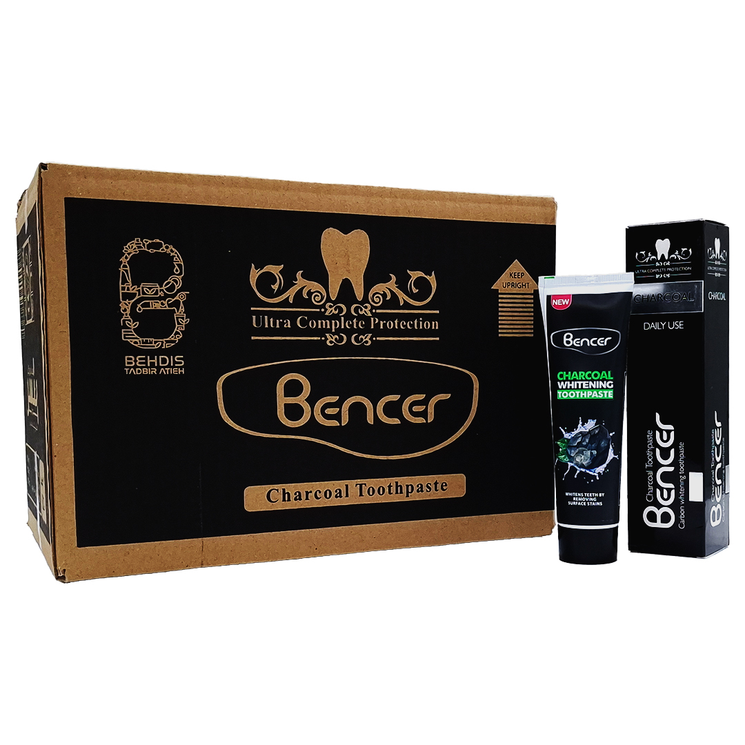 خمیر دندان سفید کننده بنسر مدل زغالی با طعم نعنا حجم 120 میلی لیتر بسته 24 عددی