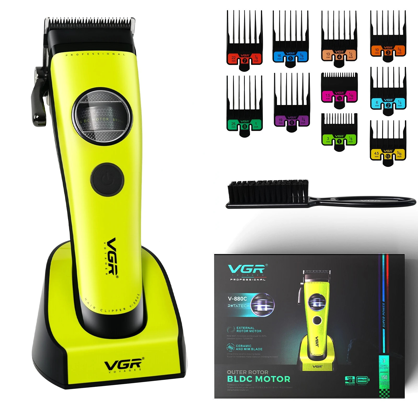 ماشین اصلاح موی سر و صورت شارژی وی جی ار مدل V-880C.V-880T  مجموعه 2 عددی