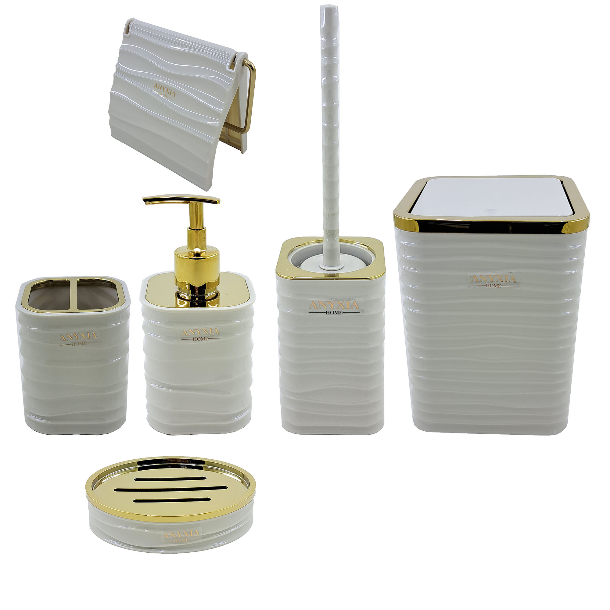 ست سرویس بهداشتی 6 پارچه آنیکسا مدل کرلی