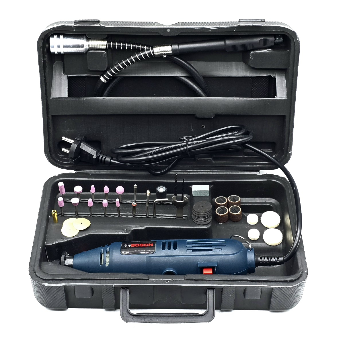 فرز انگشتی و مینیاتوری و حکاکی دیمردار 135وات بوش مدل خرطومی دار مجموعه 40 عددی