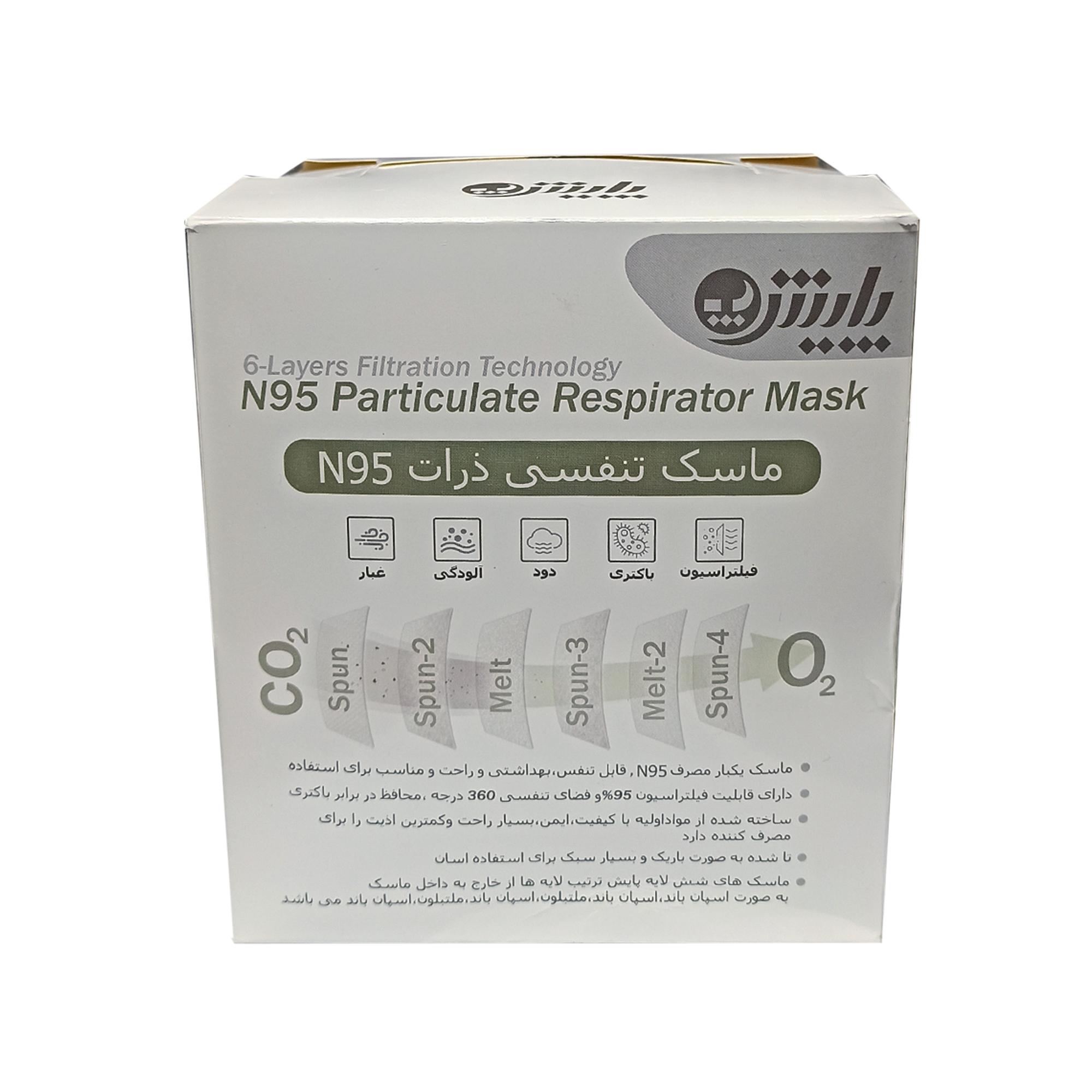 ماسک تنفسی پایش مدل N95-8210 بسته 240 عددی