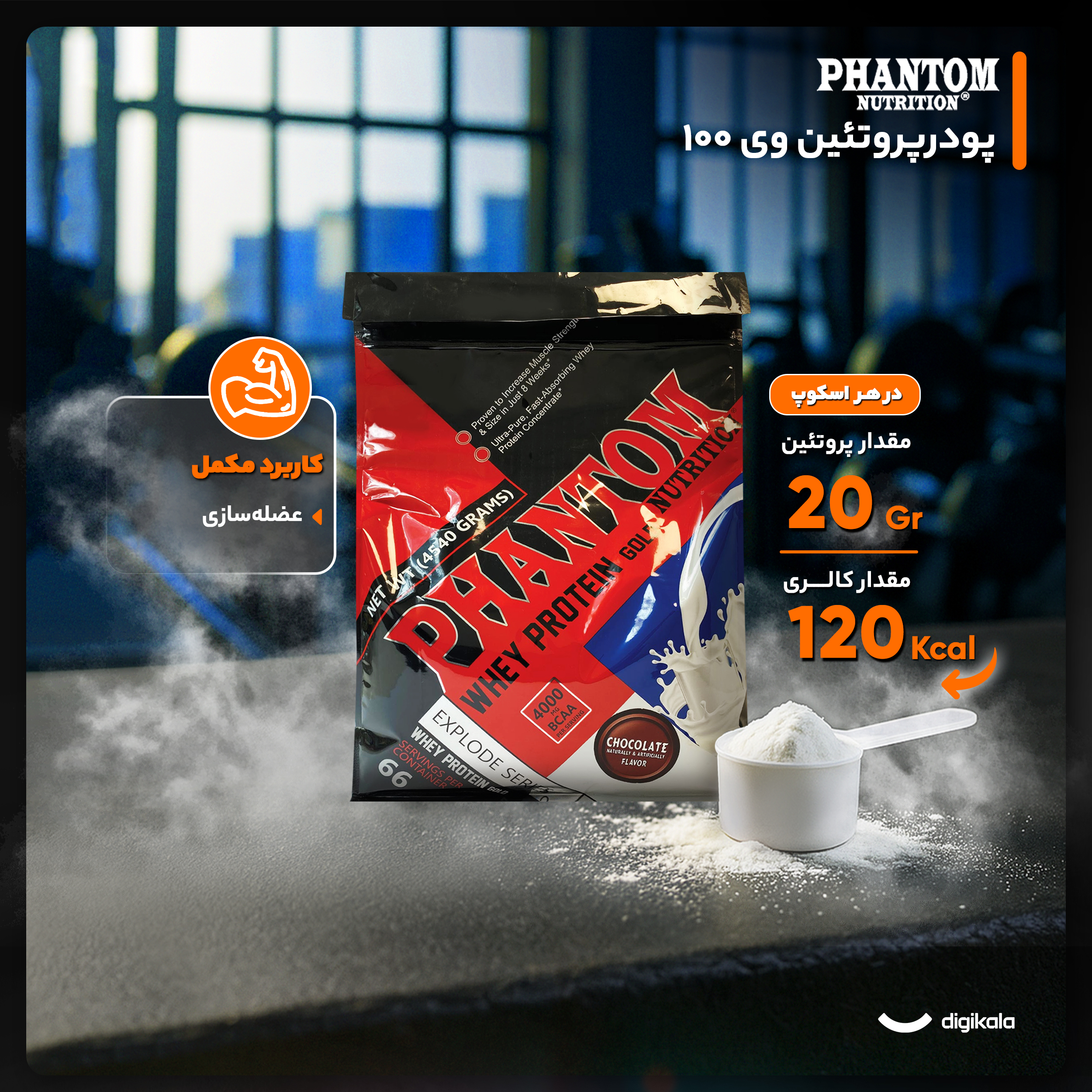 پودر وی پروتئین سروینگ فانتوم نوتریشن - 4540 گرم
