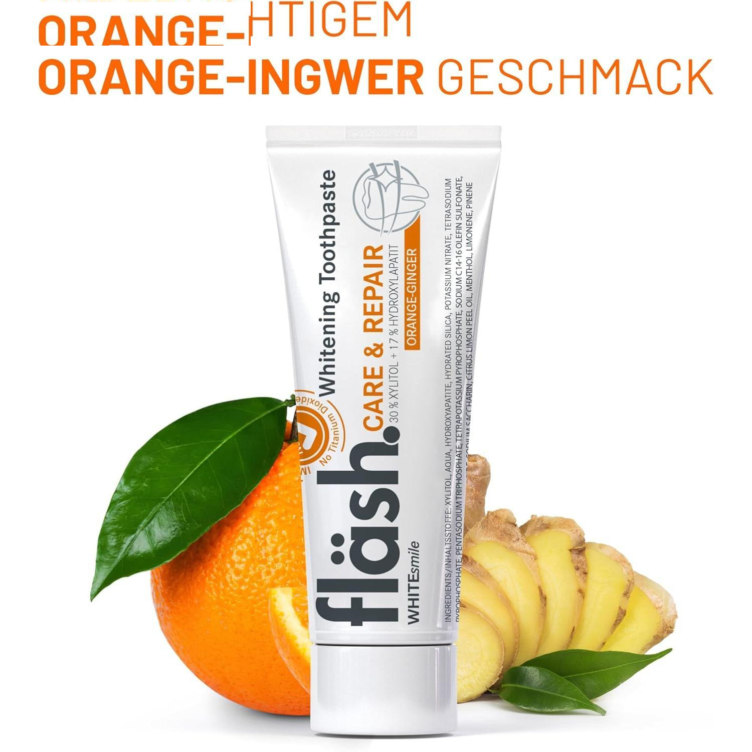 خمیر دندان وایت اسمایل مدل flash orange ginger حجم 75 میلی لیتر