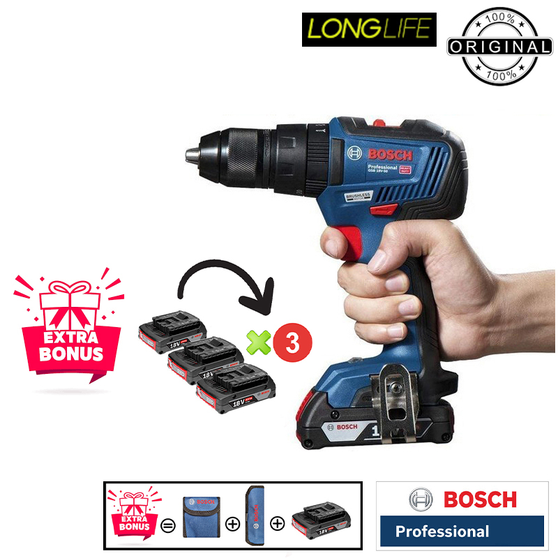پیچ گوشتی شارژی چکشی 18 ولت بوش مدل ( GSB 18V-50 Brushless Motor ( Extra Battery