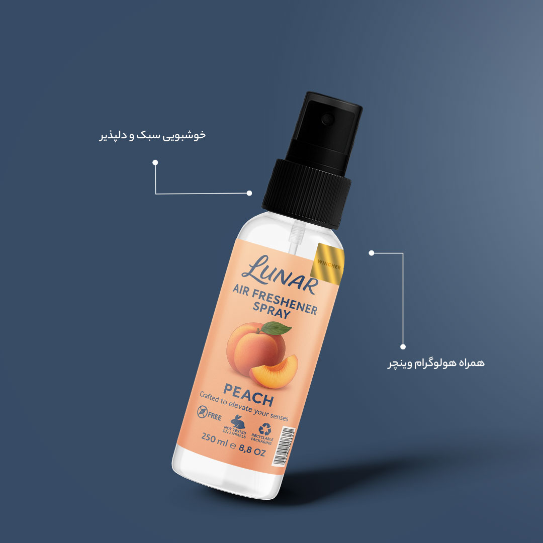 اسپری خوشبو کننده هوا لونار مدل وینچر با رایحه هلو حجم 250 میلی لیتر