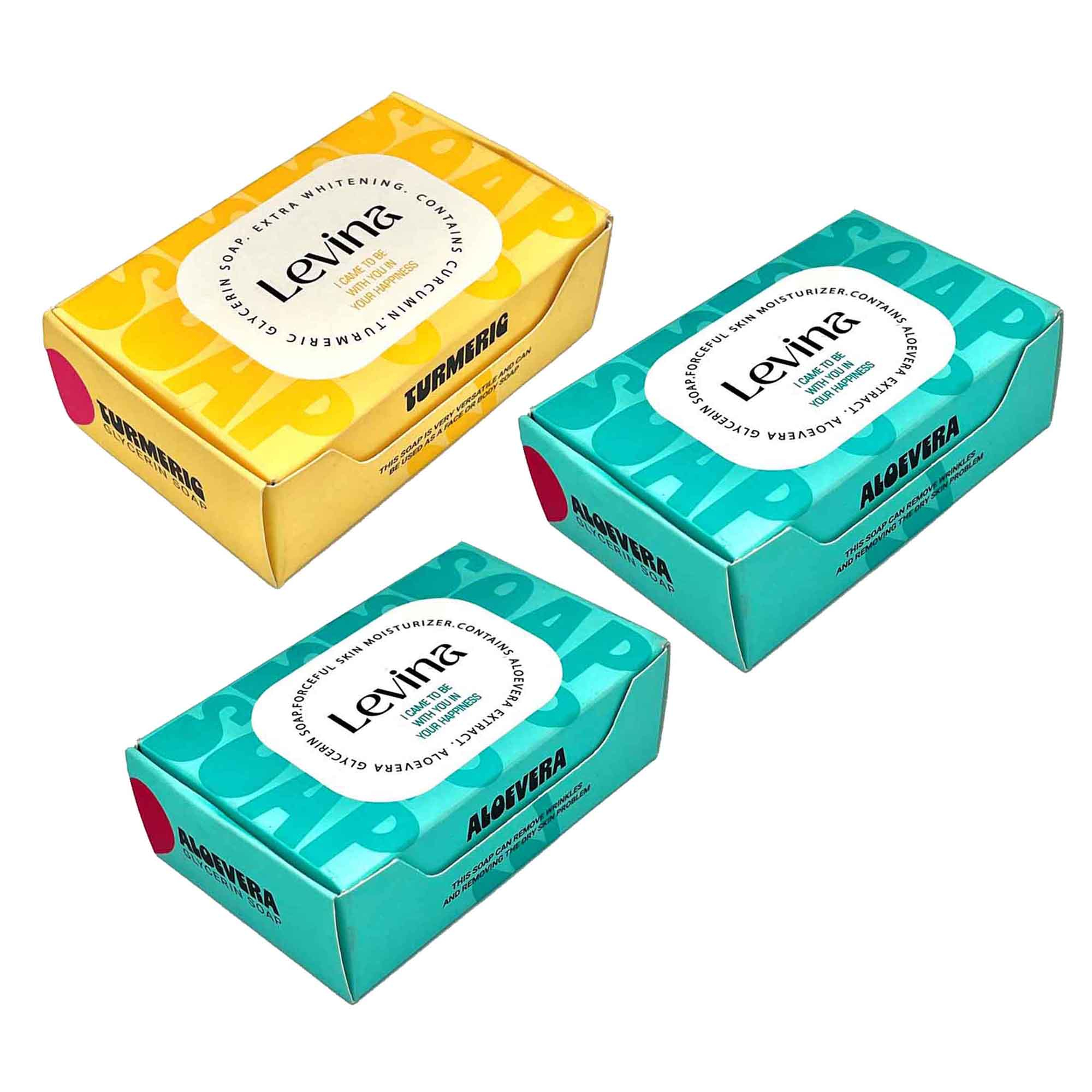 صابون شستشو لوینا  مدل آلوئه ورا و زردچوبه وزن 120 گرم  مجموعه 3 عددی