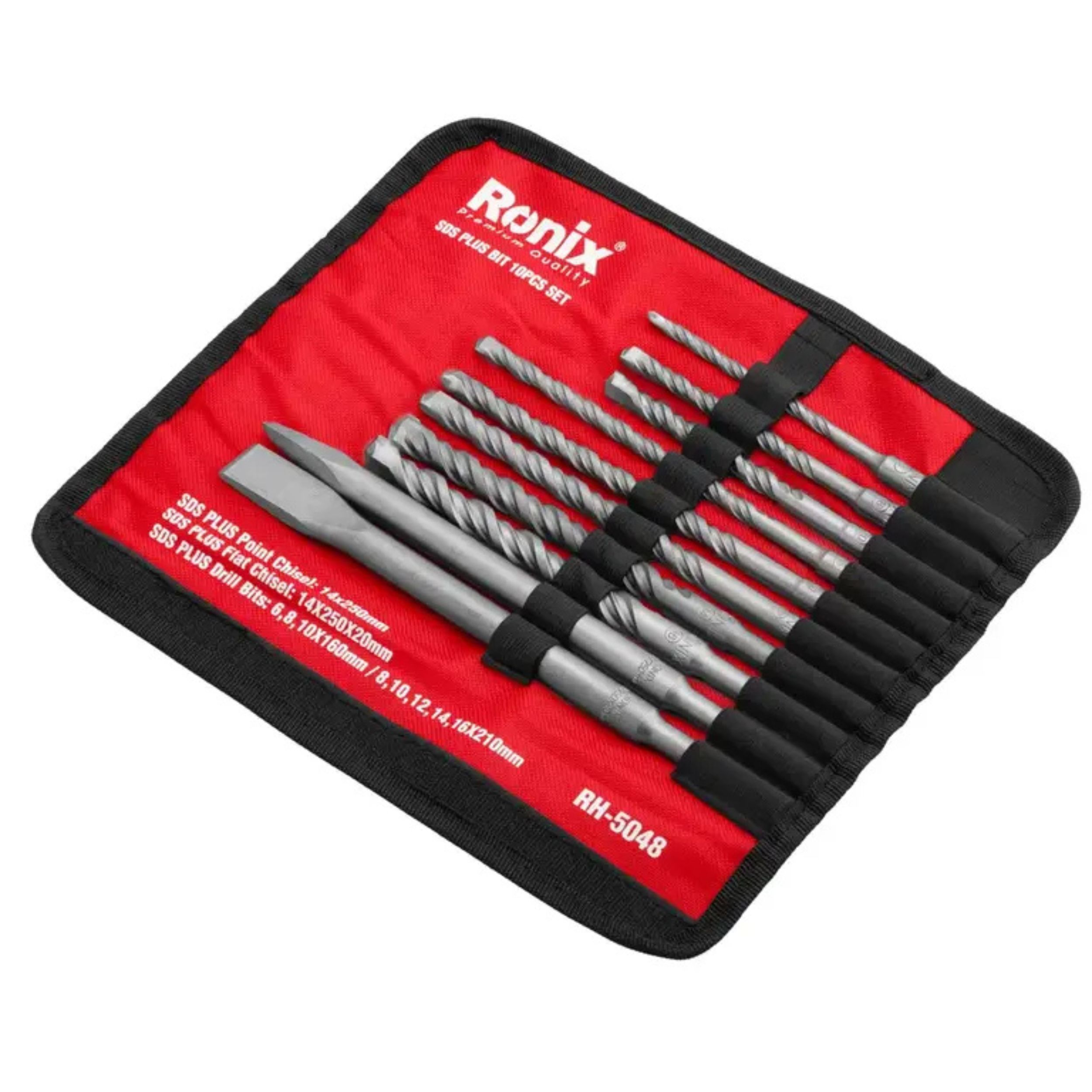 ست مته و قلم چهار شیار رونیکس مدل RH-5048 سایز 8 تا 16 میلی‌متر مجموعه 10 عددی