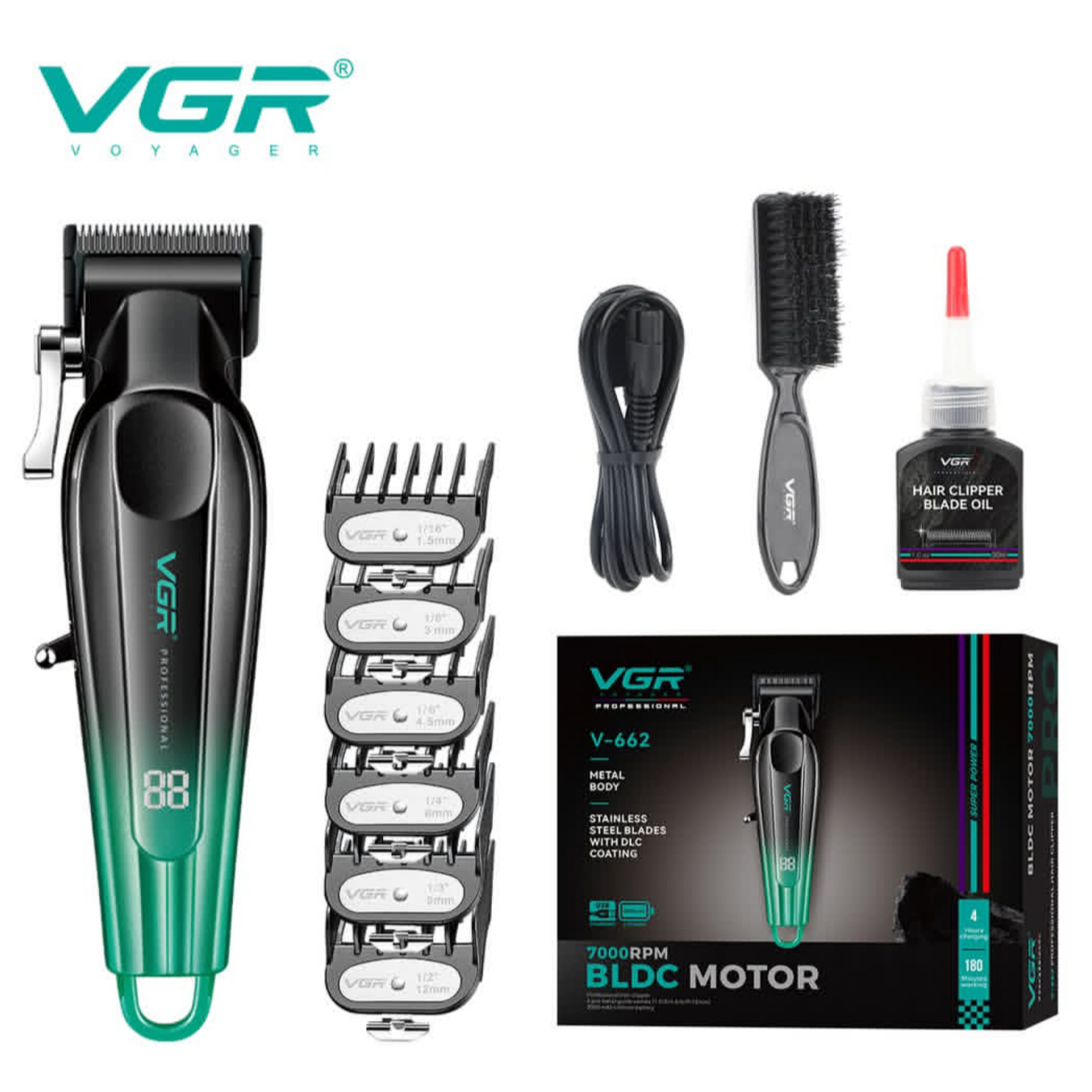 ماشین اصلاح موی سر و صورت شارژی وی جی ار مدل V-662