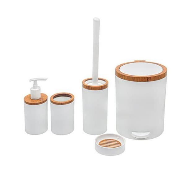 ست سرویس بهداشتی 5 پارچه هارمونی مدل روشا طرح چوب کد TP7273