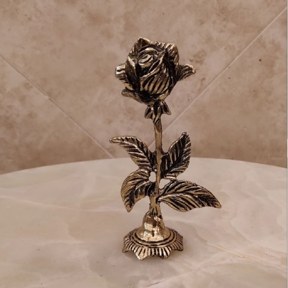 مجسمه برنجی گل رز مدل رخشا مجموعه 2 عددی
