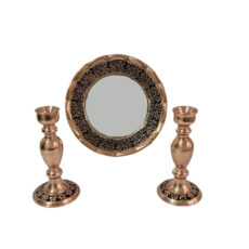 آینه و شمعدان مسی مدل سیاه قلم کد ZH378