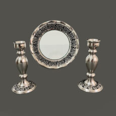 آینه و شمعدان مسی مدل کروم سیاه قلم کد ZH379