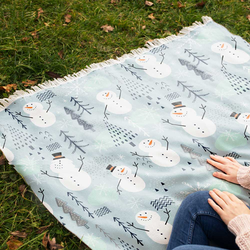 شال مبل طرح آدم برفی کد Q2SH1074 سایز 98x180 سانتی متر