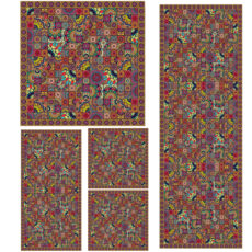 ست رومیزی 5 تکه طرح چهارخونه کد 996