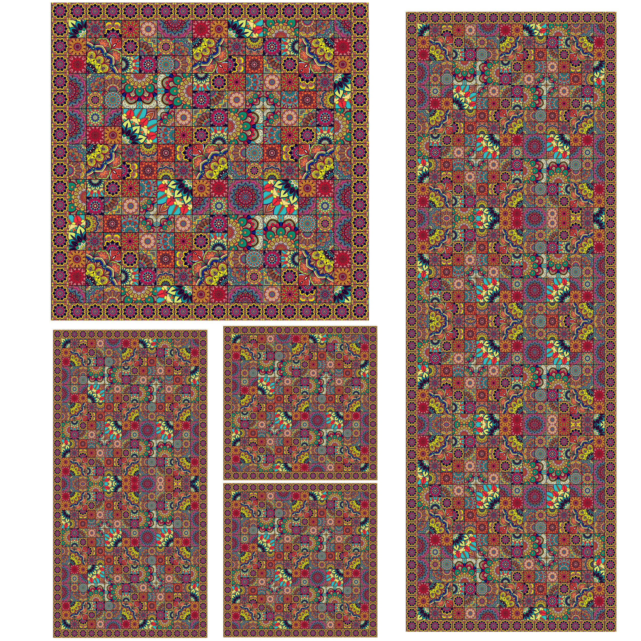 ست رومیزی 5 تکه طرح چهارخونه کد 996