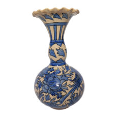 گلدان سفالی شیپوری طرح گل و مرغ کد 022