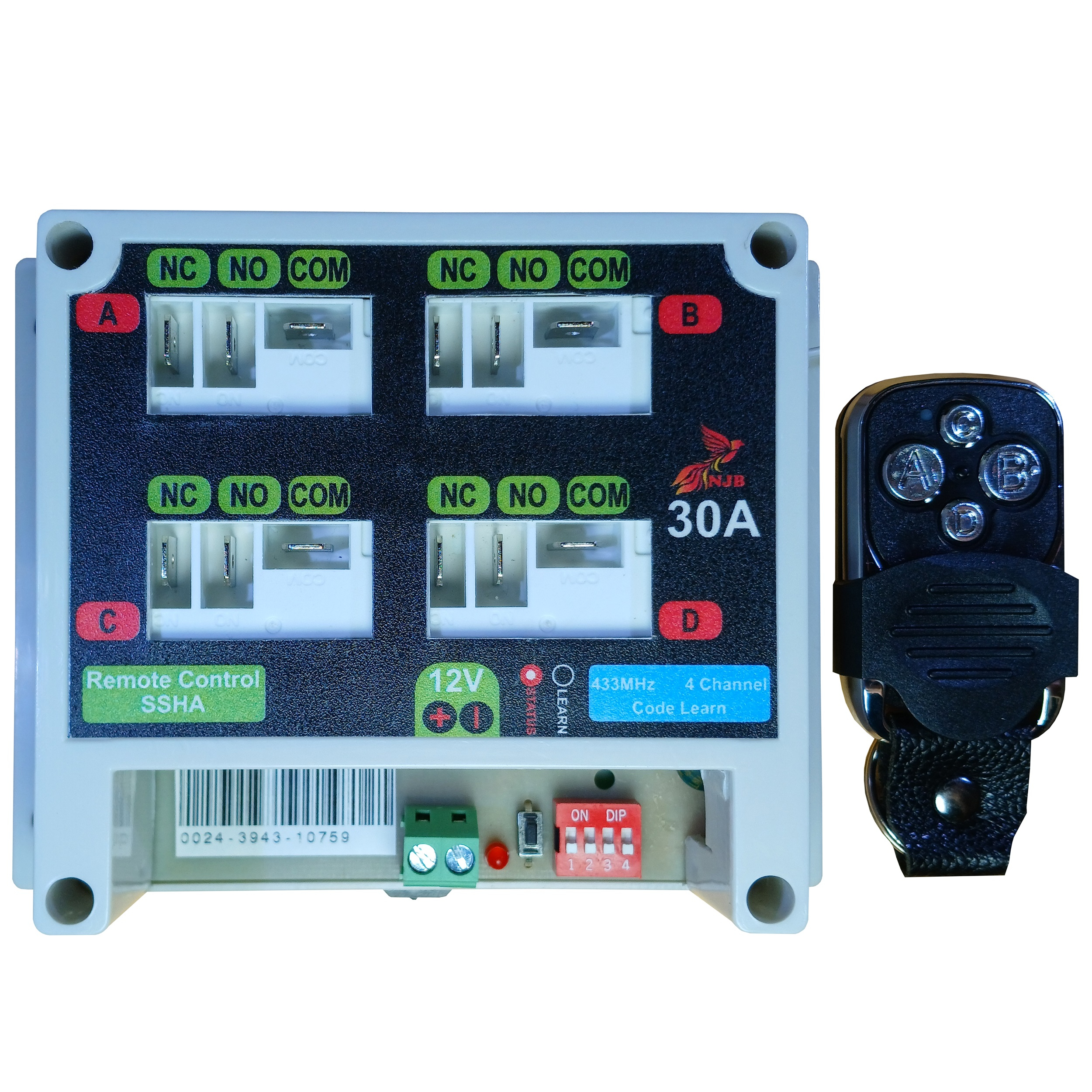 گیرنده و ریموت درب بازکن و کنترل جریان ان جی بی چهار کانال مدل SSHA_30A_4CH