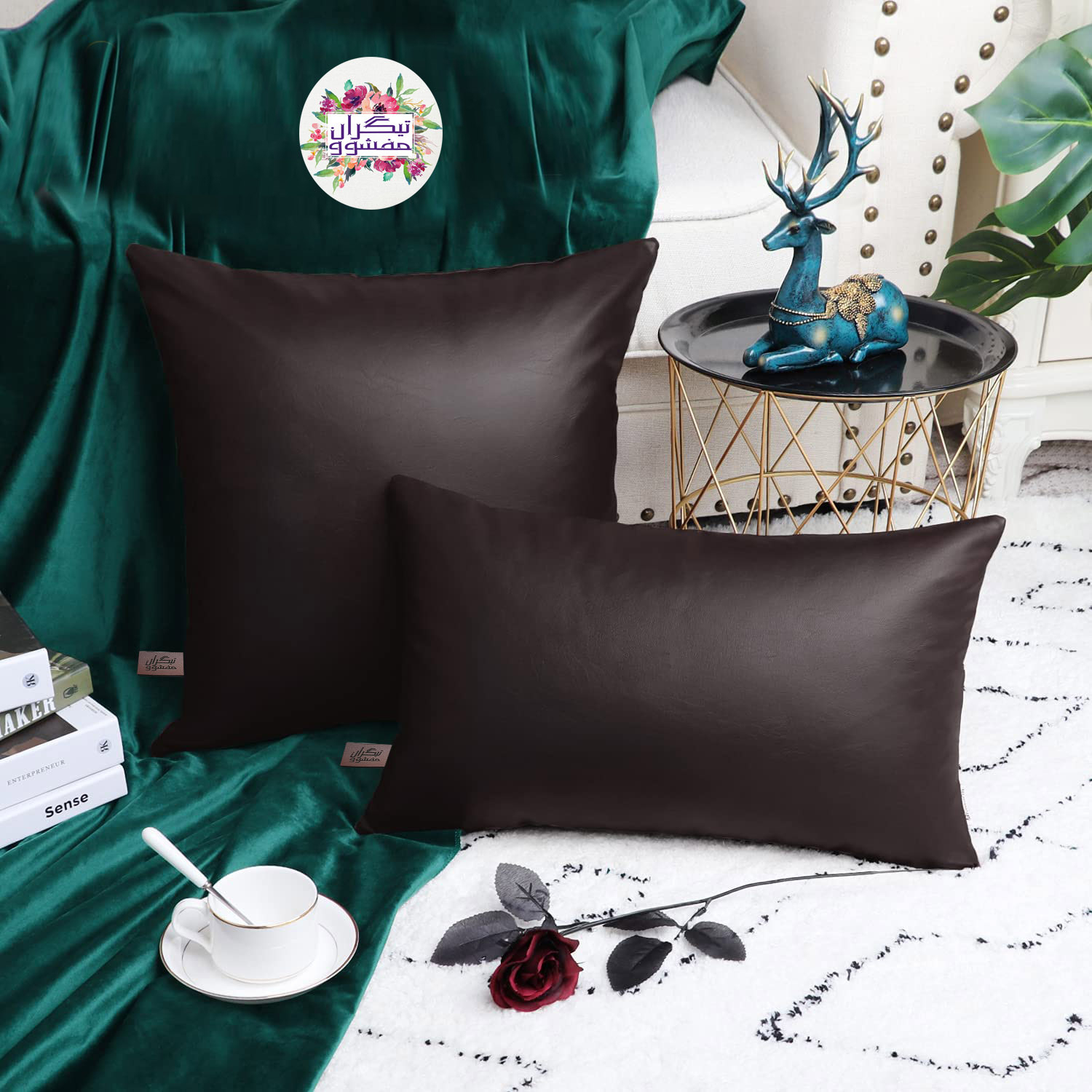 کوسن تیگران مفشوو مدل Leather cushion مجموعه دو عددی