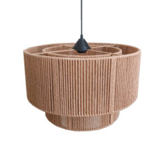 لوستر بافتنی مدل استوانه دو طبقه با نخ مکرومه کد ۵۰