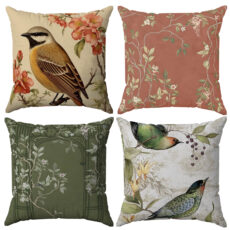 کاور کوسن مدل شکوفه و پرنده مجموعه چهار عددی