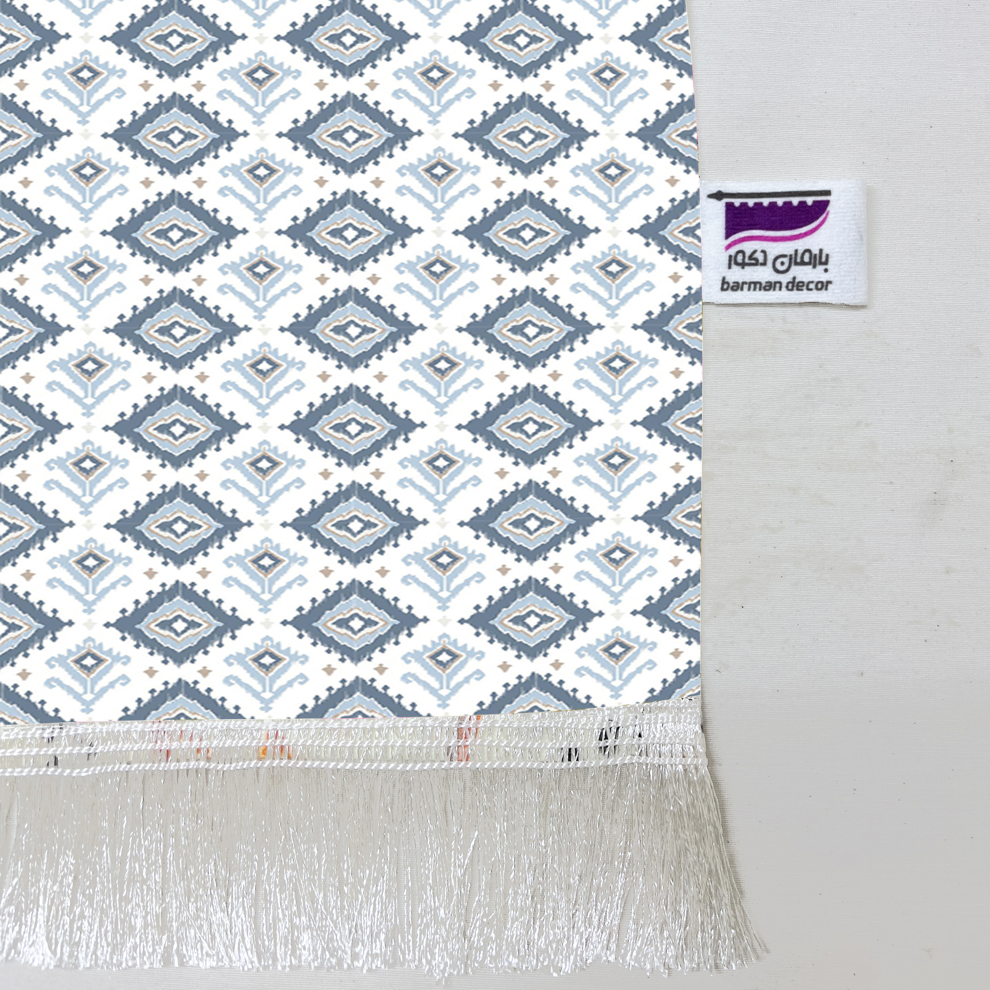 شال مبل بارمان دکور طرح لوزی رنگ پاستیلی کد 67 سایز 98x180 سانتی متر